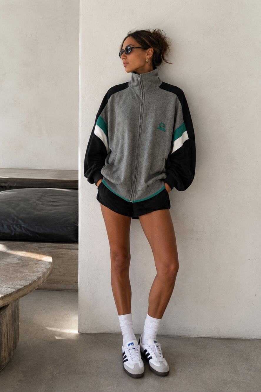 Vintage Christian Dior Funnel Neck Oversized Sweatshirt Logo Track Jacket Large